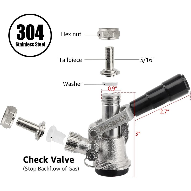 Sankey D Keg Coupler, All 304 Stainless Steel Body &