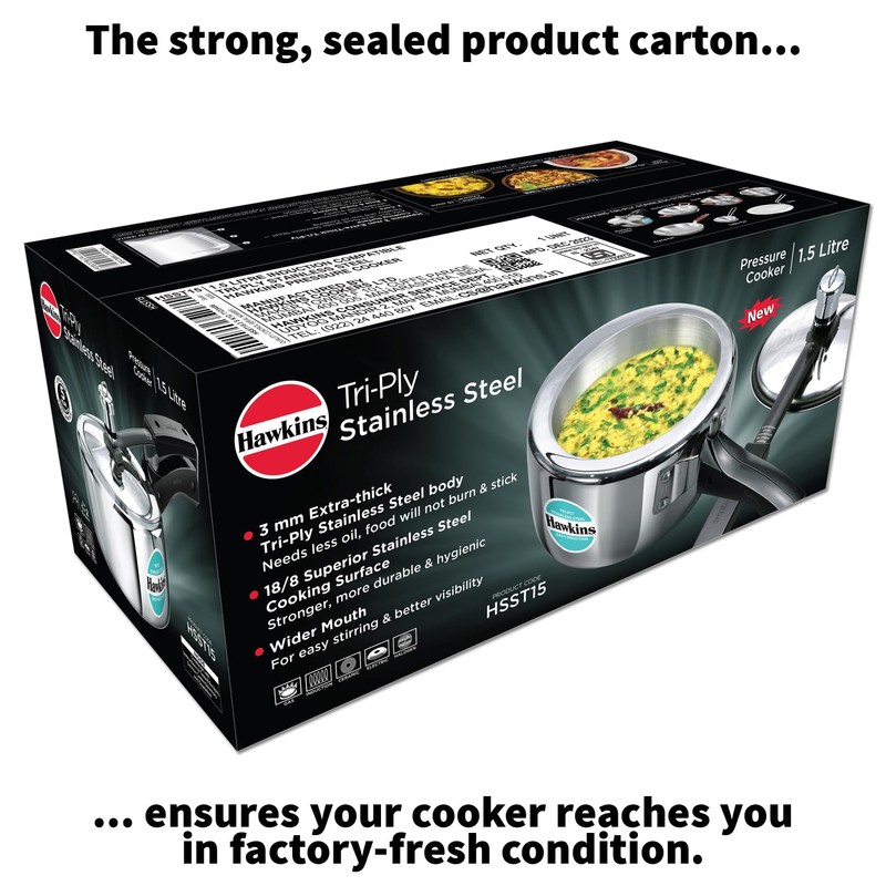 HAWKINS Triply Stainless Steel Pressure Cooker, Inner Lid Induction Cooker,