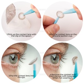 AUEAR, 5Pcs Portable Mini Travel Contact Lens Stick Tool Case Set with Plastic Clear Cases