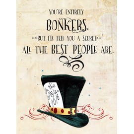 SHAWPRINT MAD HATTER BONKERS RETRO METAL TIN WALL PLAQUE SIGN NOVELTY GIFT (150MM X 200MM (6" X 8"))