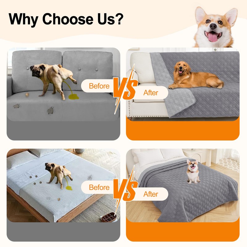 Smiry Waterproof Dog Blanket, 52x82 Inch Soft Pet Bed Cover