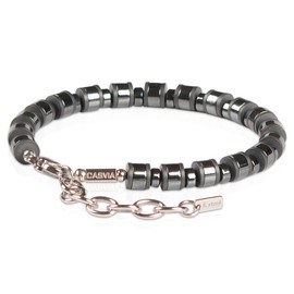 CASVIA Hematite Mens Bracelet with Chakra and Protective Bracelet with Stainless Steel Adjustable Chain Mens Jewelry Ideal for Yourself, Your Father and Your Friends.