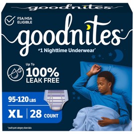 Goodnites Ropa interior nocturna para mojar la cama, XL para niños (100 a 150 libras), 28 quilates