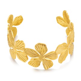 LILIE&WHITE Bangle Flower Gold Cuff Bangle Bracelet for Women Chunky Bracelets for Women Gold Arm Cuff Bangle for Women Adjustable Open Cuff Bangle for Women Girls