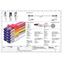 1aTTack.de 5x 2.0 M CAT7 Netzwerkkabel - 10 Gigabit - RJ45 Patchkabel Ethernet Kabel (SFTP PIMF LSZH CU) - für DSL LAN Switch Modem Router Patchpanel CAT7 CAT6 CAT5 - mehrfarbig