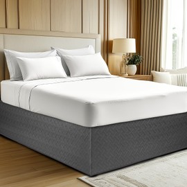 Quilted Bed Skirt 15 inch Drop Fancy Collection Easy Fit Thick Wrap Around Bed Skirt Queen Size - Ultra Soft, Dust Ruffle,Fade and Wrinkle Resistant Box Spring Cover(Charcoal, Queen)