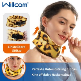 Willcom Neck Support for Neck Pain Support, Soft Cervical Collar for Sleeping, Vertebrae Alignment and Stabilising, Relieves Pressure in the Spine (L, Leopard Pattern)