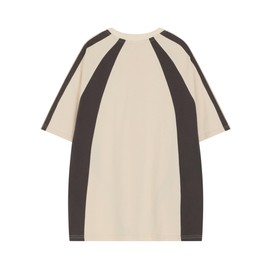Aelfric Eden Oversized T-Shirt Streetwear Contrast Color Tee Unisex Vintage Beige Racing Tshirts Summer Baggy Tops
