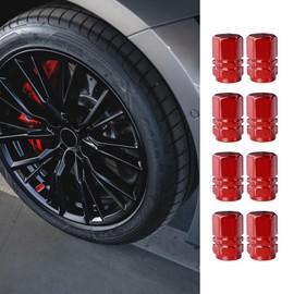 RGOAANC 8PCS Car Tire Valve Stem Caps, Wheel Valve Covers, Aluminum Alloy Air Caps Cover, Car Accessories Corrosion Resistant Leak-Proof Tire Air Cap Universal for Car SUV Truck Motorcycle (Red)