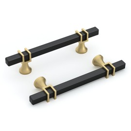 goldenwarm 10 Pack Black and Gold Cabinet Knobs Square Drawer Handles Hardware for Dresser Drawer