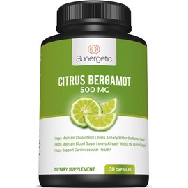Sunergetic Bergamot Capsules–Formulated with Organic Bergamot Extract–Clinically Studied Bergamonte® to Support Healthy Cholesterol Levels Within Normal Range–30 Citrus Bergamot Capsules