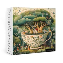 Beautiful Tea Cup Tree Puzzles for Adults 1000 Pieces, Magic Bird House Jigsaw Puzzle, Difficult Nature Art Puzzles