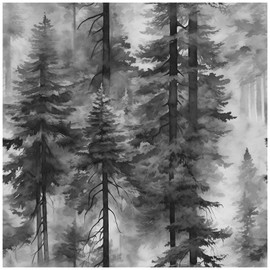 HAOKHOME Forest Peel and Stick Wallpaper Black and White Removable Vinyl Wall Mural for Bathroom Bedroom Accent Wall Self Adhesive Tree Contact Paper 17.3in x 118in