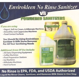 4 Quarts ENVIROKLEEN No-Rinse Sanitizer & Milkstone Remover - Makes 512 Gallons!