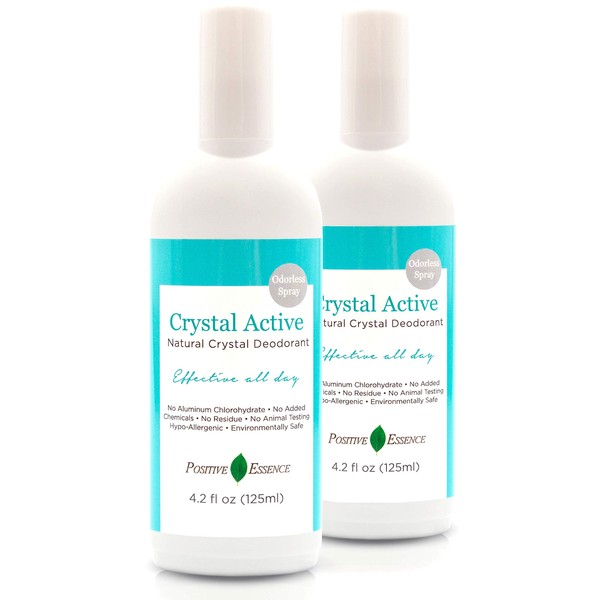 Crystal Deodorant Spray, Natural Long Lasting Thai Crystal Spray Deodorant, No Aluminum Chlorohydrate or Chemicals, Unscented, Odorless Spray Deodorant for Women and Men, 125 ml 4.2 Fl Oz (2-Pack)
