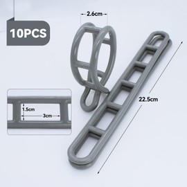 AIMEKE Pack of 10 Plastic Guy Elements, Tension Rubber Guy Elements for Awnings, Extra Strong, Guy Ladder, Rubber Tensioner for Tents, Awnings, Canopies, Grey