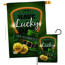 Ornament Collection S192157-P3 Have A Lucky Day Spring St Patrick Decorative Vertical Flags Set, House 28"x 40" & Garden 13"x 18.5", Multi-Color