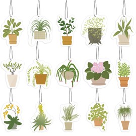 Dansib 15 Pcs Car Hanging Plants Air Freshener Funny Plant Car Accessories Mirror Car Fresheners Cute Scented Hanging Car Decoration Ornaments for Women Men Auto Home Bathroom Closets