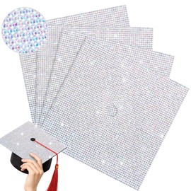 Knitgrip 4 Sheets Rhinestone Glitter Construction Paper for Graduation Cap Bling 9 Inch Bedazzling Rhinestone Colorful Self-adhesive Sparkly Cardstock Grad Cap for Photo Crafts DIY Grad Hat Party