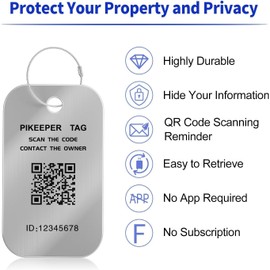 PIKEEPER Smart Luggage Tags for Suitcase 4-Pack (2S2B) - Waterproof QR Code ID Labels, Show Scanner’s Location on Scan, Customizable & Durable Travel Tags for Backpack, Securely Hide Personal Info