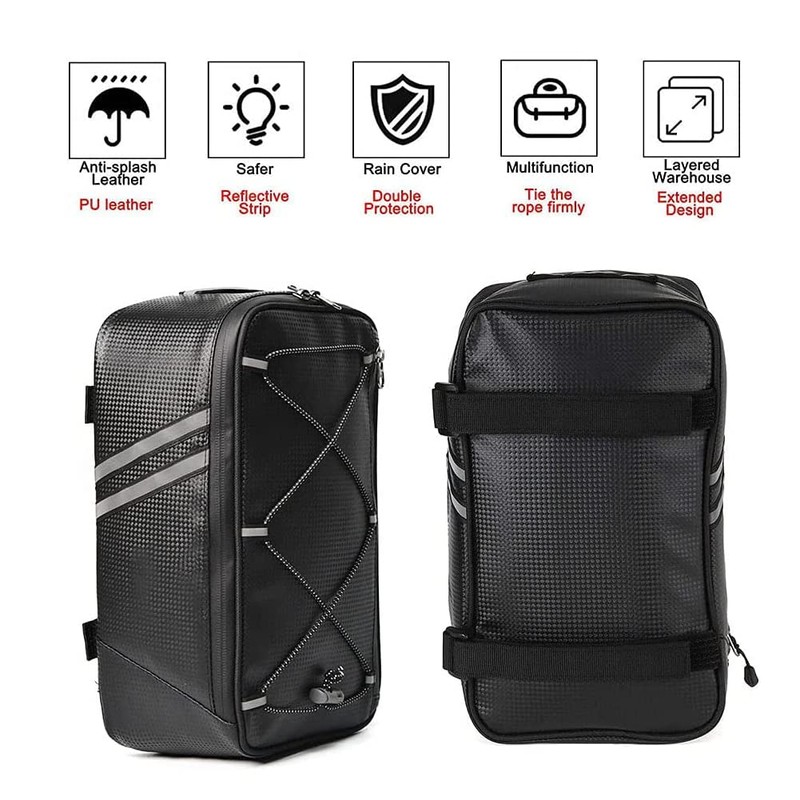 Bicycle Pannier Rack Bag, Bicycle Rear Bag with Reflective Strips