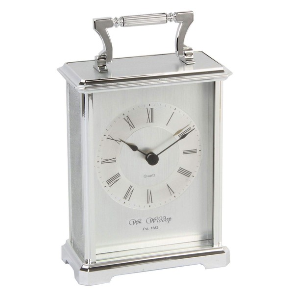 DIW Traditional Silver Carriage Mantel Table Clock 18x10cm
