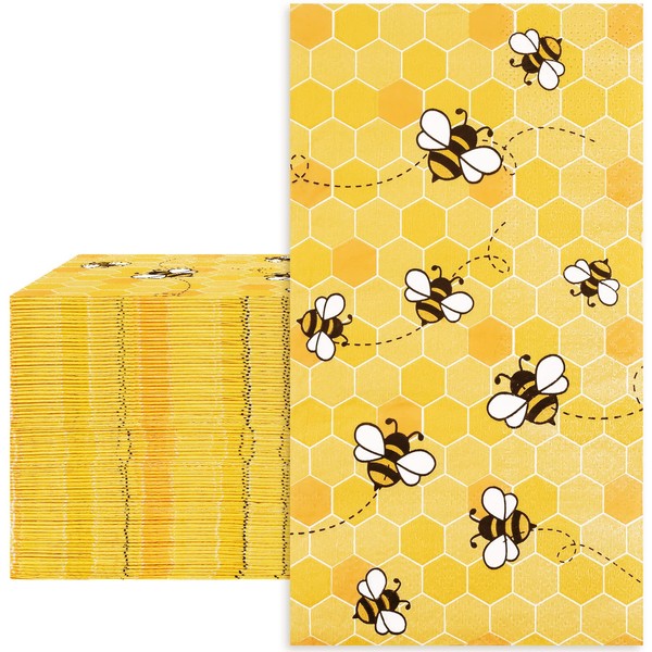 Whaline Servilletas desechables de abeja con diseño de panal de