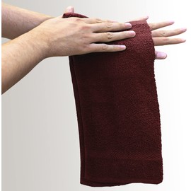 QCS Towels – 12 Pack Washcloths Set 30 x 30 cm, 100% Cotton Super Absorbent & Quick Dry Flannel Face Cloths, Fade Resistant and Soft Feel Fingertip Towels (Brown)