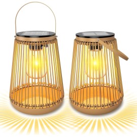 KagoLing Solar Lanterns 2 Pack, Waterproof Hand-Woven Lights for Garden, Hanging Decor