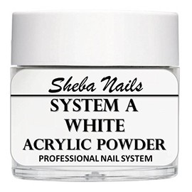 SHEBA NAILS System A Acrylic Nail Powder WHITE- 1oz Jar