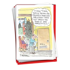 NobleWorks 12 Funny Christmas Cards w/5 x 7 Inch Envelopes (1 Design, 12 Each) - Final Notice C8744XSG-B12x1