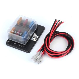 6 Way DC 12~32V Blade Fuse Box Holder Fuse Block with Fuses Cables with LED Warning Light Protection Cover for Automotive Car Boat Marine Trike with Detailed Instruction Manual