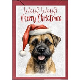 Border Terrier Dog- A6 (4 inch X 6 inch Approx) Christmas Card - with Matching Envelope