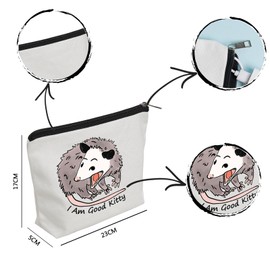 WZJHCL Possum Makeup Pouch Bag Possum Lover Gift Opossum Themed Cosmetic Kit Bag Possum Mom Storage Pouch Bag I Am Good Kitty (Good Kitty)