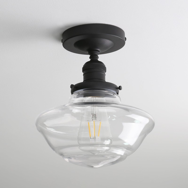 Pathson Glass Flush Mounted Ceiling Light, Vintage Farmhouse Ceiling Lamp