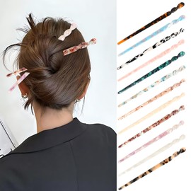 Hotalisona Hair Sticks 12 Pieces Acetate Tortoise Shell French Hair Pin Chinese Hair Sticks Chopsticks for Styling for Women Girls