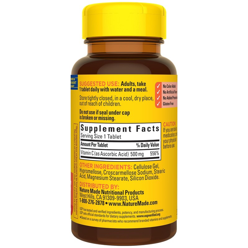 Nature Made Vitamin C 500 mg Tablets, Dietary Supplement, Vitamin