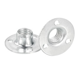 sourcing map M10 Brad Hole Tee Nut, 24pcs Carbon Steel Round Base Screw-in T-Nuts Furniture Hardware Flange Female Thread Insert Nuts, M10x28x1.2mm