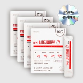 MS Vitaferrin non-heme iron iron nutritional supplement (30 packs) / MS 비타페린 비헴철 철분영양제(30포) x 4개 청소년 여성 남성 철분영양제김약사TV 김미성 약사 배합