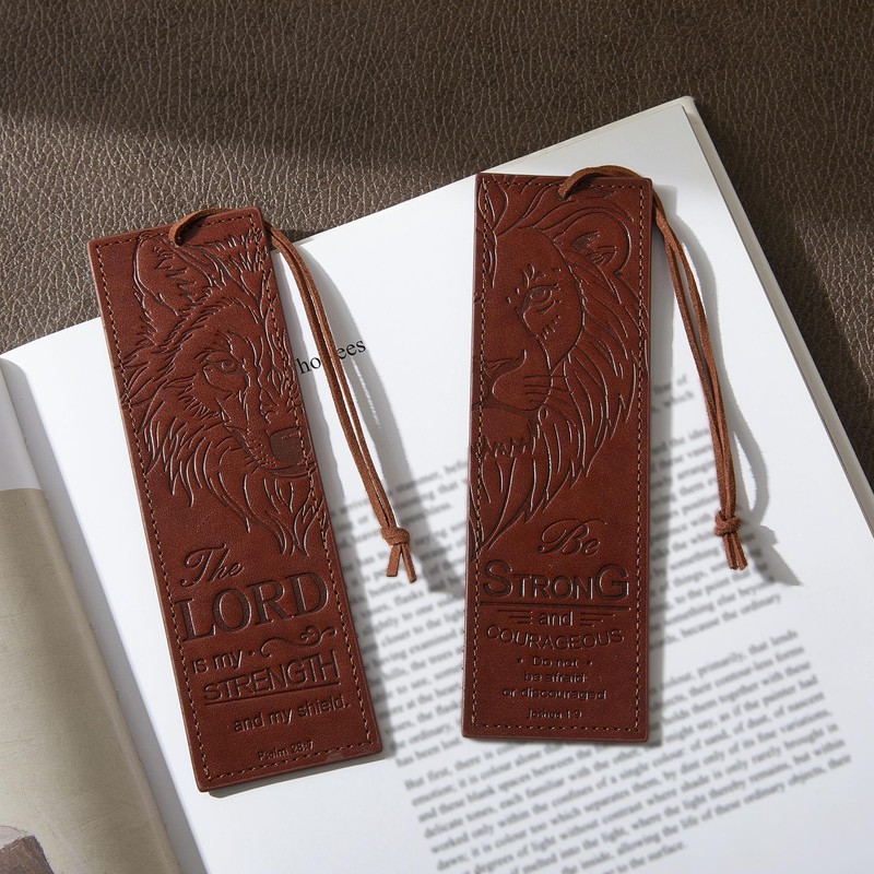 2 Pcs Wolf Lion Leather Bible Bookmark, Christian Bookmarks Gifts