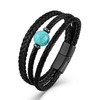 Starnny Men Turquoise Bracelet Leather Cuff Bracelet for Men 23cm