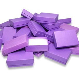 N'icePackaging 100 Qty - Purple-Kraft Cotton Filled Gift Boxes - Size 2 7/16" x 1 5/8" x 13/16" - USA Made - Holidays/Birthdays/Sales/Storage/Display/Travel