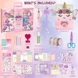 QIYVLOS DIY Journal Kit with Diary, Scrapbook Kit Magical Theme Journaling Supplies Toys for Ages 8-13, Birthday Arts and Crafts Gifts for Teen Girls Ages 8 9 10 11 12 13 14 Year Old