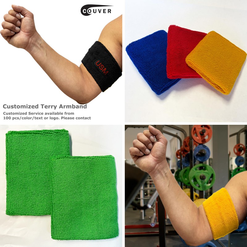 COUVER - Banda de Sudor para Brazo, Rizo de algodón,