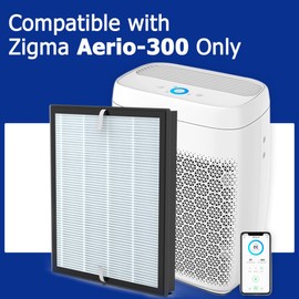 HELHUNLEE 2 Pack Aerio-300 Replacement HEPA Filter Compatible with Zigma Aerio-300 Air Purifier, 2 High-Efficiency HEPA Filters + 4 Carbon Pre-Filters