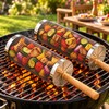4-Pack Stainless Steel Rolling Grill Baskets for BBQ – Wooden