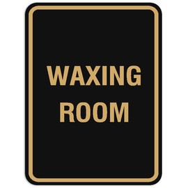 Signs ByLITA Portrait Round Waxing Room Sign | Vibrant Colors | Powerful Foam Tape (Black Gold) - Large
