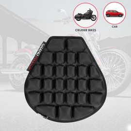 GRAND PITSTOP Motorcycle Air Seat Cushion with Inflatable Bubble Air Pads with Breathable Mesh Cover & Non-Skid Bottom Compatible for Cruiser Motorcycle