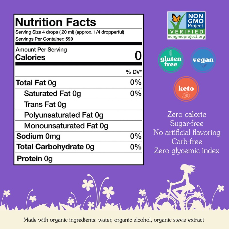 NuNaturals Organic Clear Extract Stevia, Plant-Based Sweetener, Plastic Bottle, 4