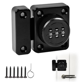 Overlatch with Combination Lock, 3 Digit Sliding Door Lock, Small Security Hasp, Door Latch, Lockable Cabinet Lock for Cupboard, Sliding Door